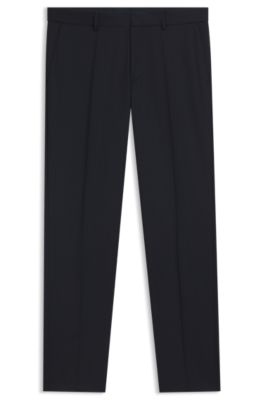 Regular-fit trousers in striped virgin wool, Dark Blue
