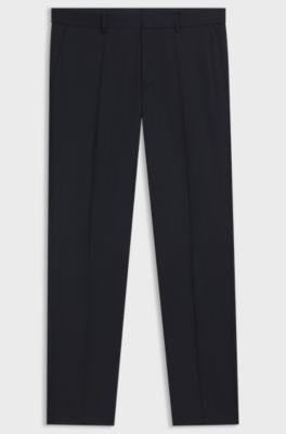 Regular-fit trousers in striped virgin wool, Dark Blue