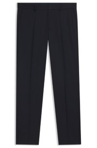 Regular-fit trousers in striped virgin wool, Dark Blue