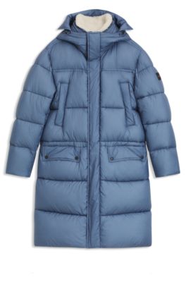 Parka lungo idrorepellente, Celeste
