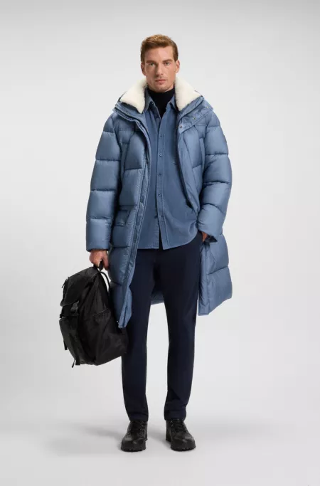 Water-repellent long parka jacket