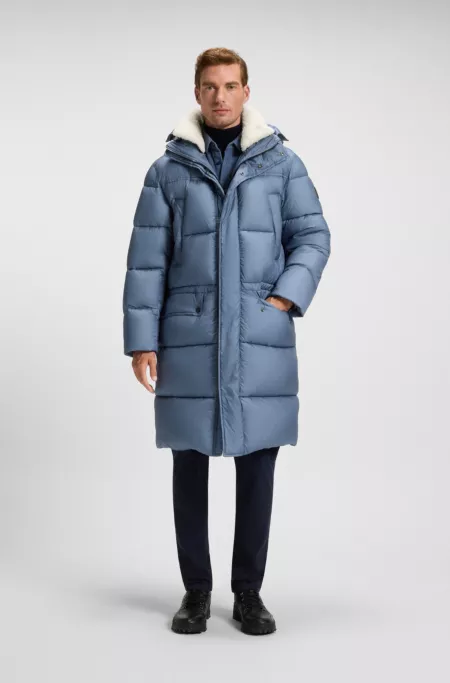 Water-repellent long parka jacket