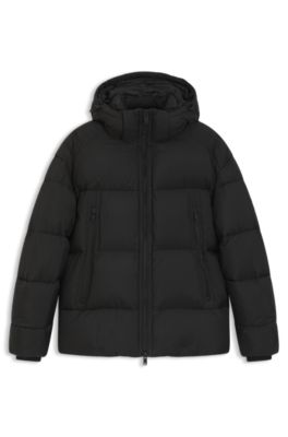 Oversized-fit puffer jacket in crinkle ripstop, Black