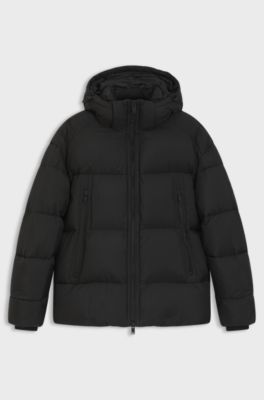 Oversized-fit puffer jacket in crinkle ripstop, Black
