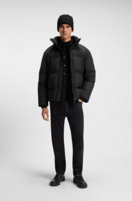 Oversized-fit puffer jacket in crinkle ripstop, Black