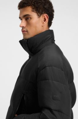 Oversized-fit puffer jacket in crinkle ripstop, Black