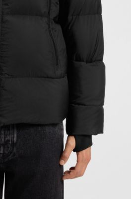 Oversized-fit puffer jacket in crinkle ripstop, Black