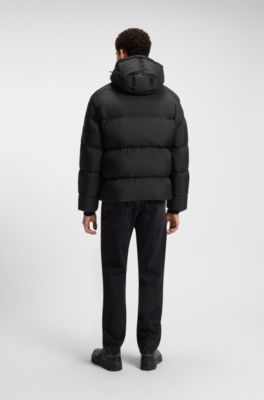Oversized-fit puffer jacket in crinkle ripstop, Black