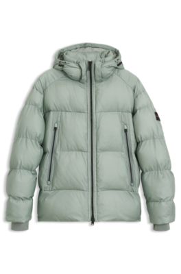 Oversized-fit puffer jacket in crinkle ripstop, Light Green