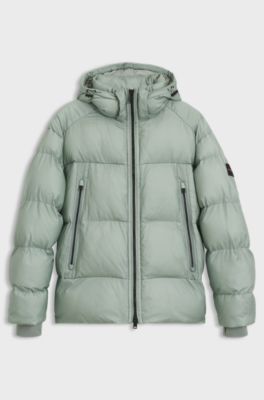 Oversized-fit puffer jacket in crinkle ripstop, Light Green