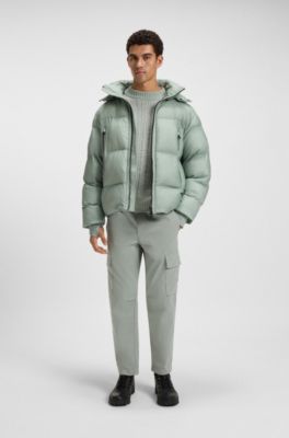 Oversized-fit puffer jacket in crinkle ripstop, Light Green