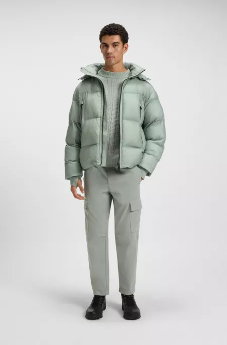Oversized-fit puffer jacket in crinkle ripstop