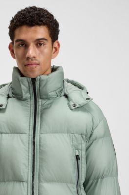 Oversized-fit puffer jacket in crinkle ripstop, Light Green