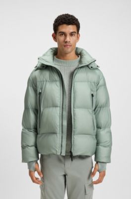 Oversized-fit puffer jacket in crinkle ripstop, Light Green