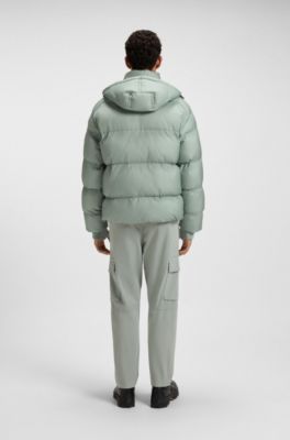 Oversized-fit puffer jacket in crinkle ripstop, Light Green