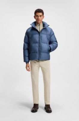 Oversized-fit puffer jacket in crinkle ripstop, Blue