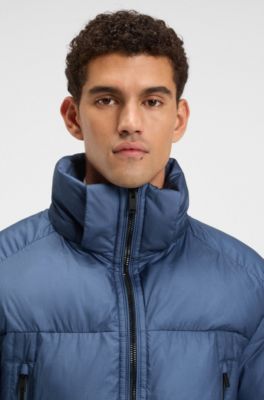 Oversized-fit puffer jacket in crinkle ripstop, Blue