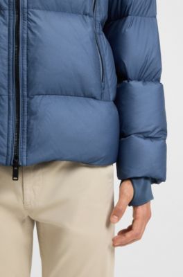 Oversized-fit puffer jacket in crinkle ripstop, Blue