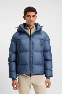 Oversized-fit puffer jacket in crinkle ripstop, Blue