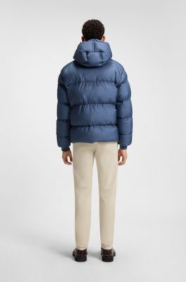 Oversized-fit puffer jacket in crinkle ripstop, Blue