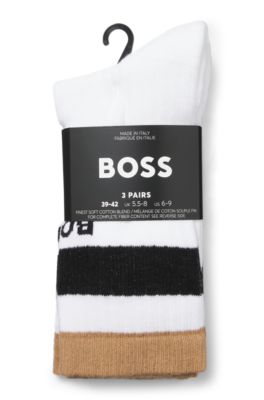Three-pack of short-length socks with signature stripes, White