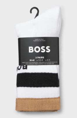 Three-pack of short-length socks with signature stripes, White