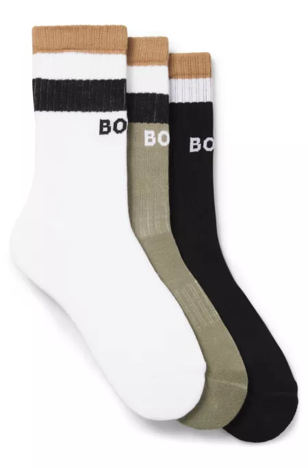 Three-pack of short-length socks with signature stripes