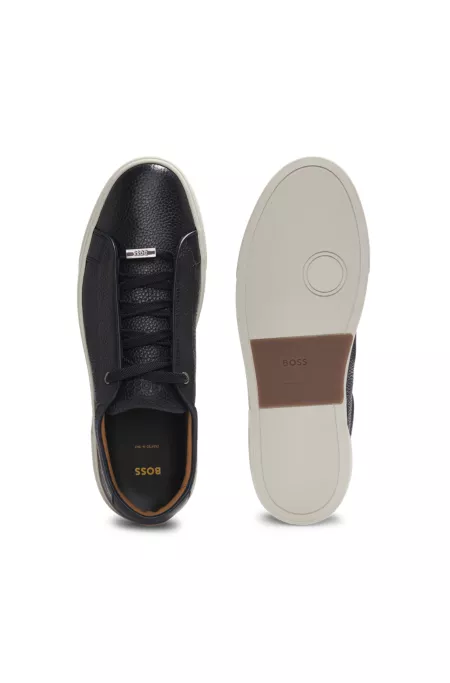 Gary grained-leather trainers with logo lace loop