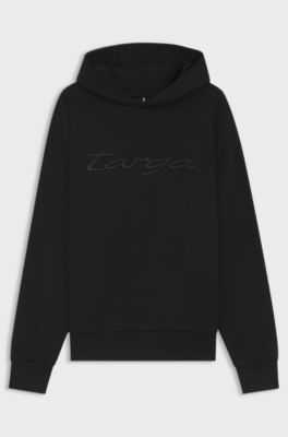 Porsche x BOSS cotton-blend hoodie with Targa logo, Black