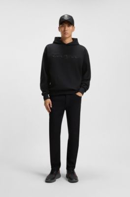 Porsche x BOSS cotton-blend hoodie with Targa logo, Black