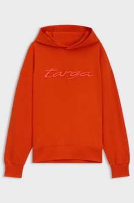 Porsche x BOSS cotton-blend hoodie with Targa logo, Dark Orange