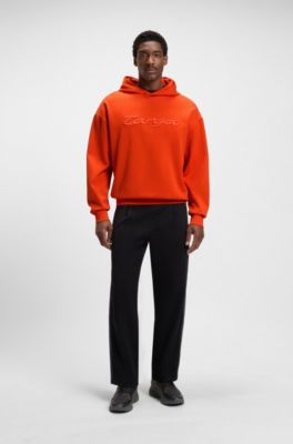 Porsche x BOSS cotton-blend hoodie with Targa logo, Dark Orange