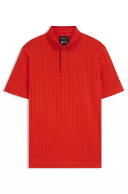 Porsche x BOSS polo shirt in houndstooth-jacquard mercerised cotton