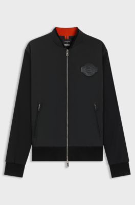 Porsche x BOSS jacket in cotton-blend jersey, Black