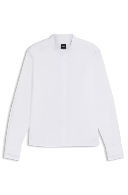 Regular-fit blouse in cotton poplin with concealed placket