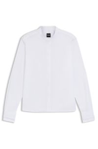 Regular-fit blouse in cotton poplin with concealed placket, White