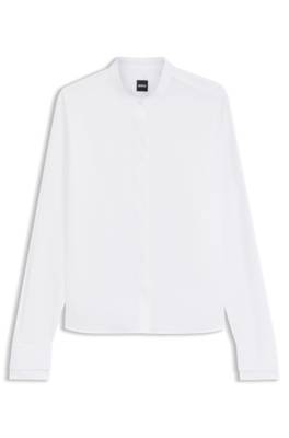 Boss Regular-fit blouse in cotton poplin with concealed placket blusar dam – bild 4