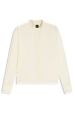Regular-fit blouse in cotton poplin with concealed placket
