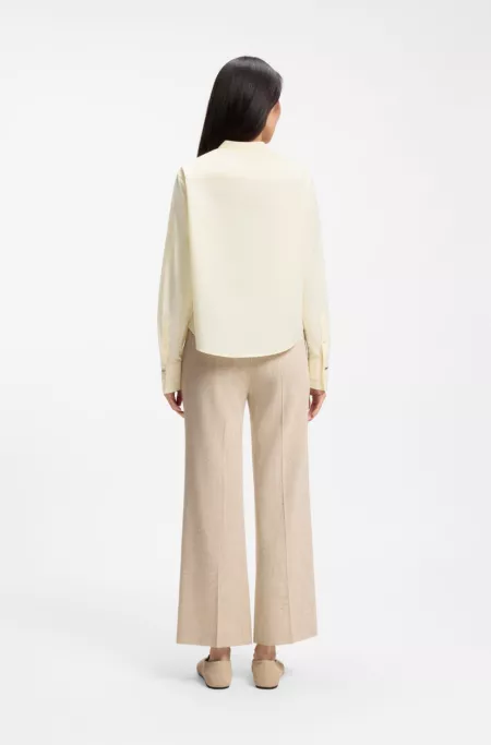 Regular-fit blouse in cotton poplin with concealed placket