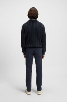 Maglione in cotone con lavorazione a coste e a grana di riso, Blu scuro