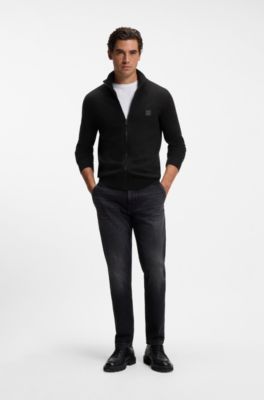 Knitted jacket in cotton and cashmere, Black