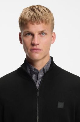 Knitted jacket in cotton and cashmere, Black