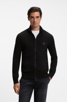 Knitted jacket in cotton and cashmere, Black