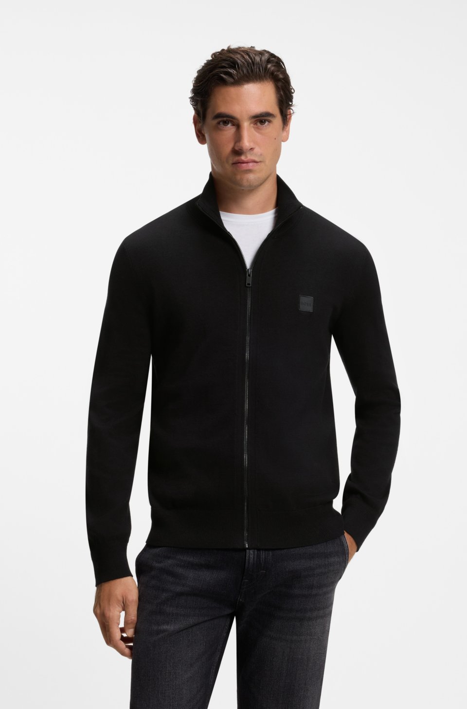 Knitted jacket in cotton and cashmere