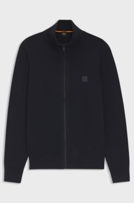 Knitted jacket in cotton and cashmere, Dark Blue