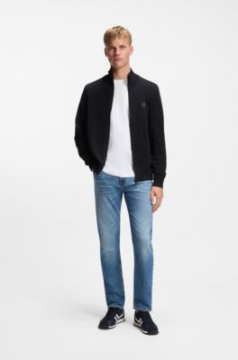 Knitted jacket in cotton and cashmere, Dark Blue