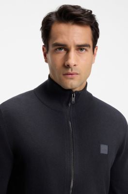 Knitted jacket in cotton and cashmere, Dark Blue