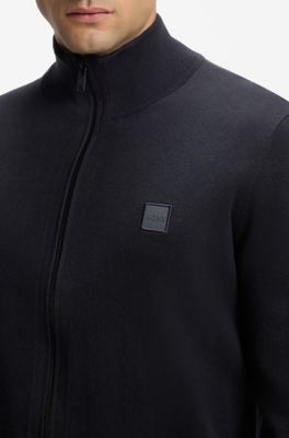 Knitted jacket in cotton and cashmere, Dark Blue