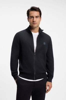 Knitted jacket in cotton and cashmere, Dark Blue