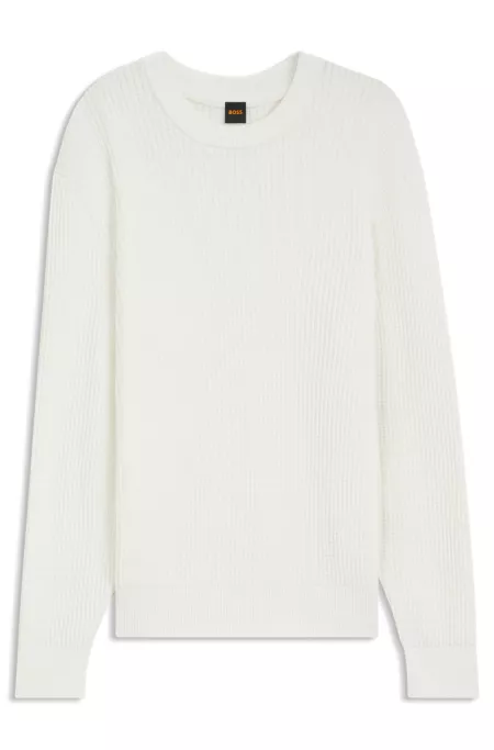 Cotton-blend sweater with 3D knitted structure